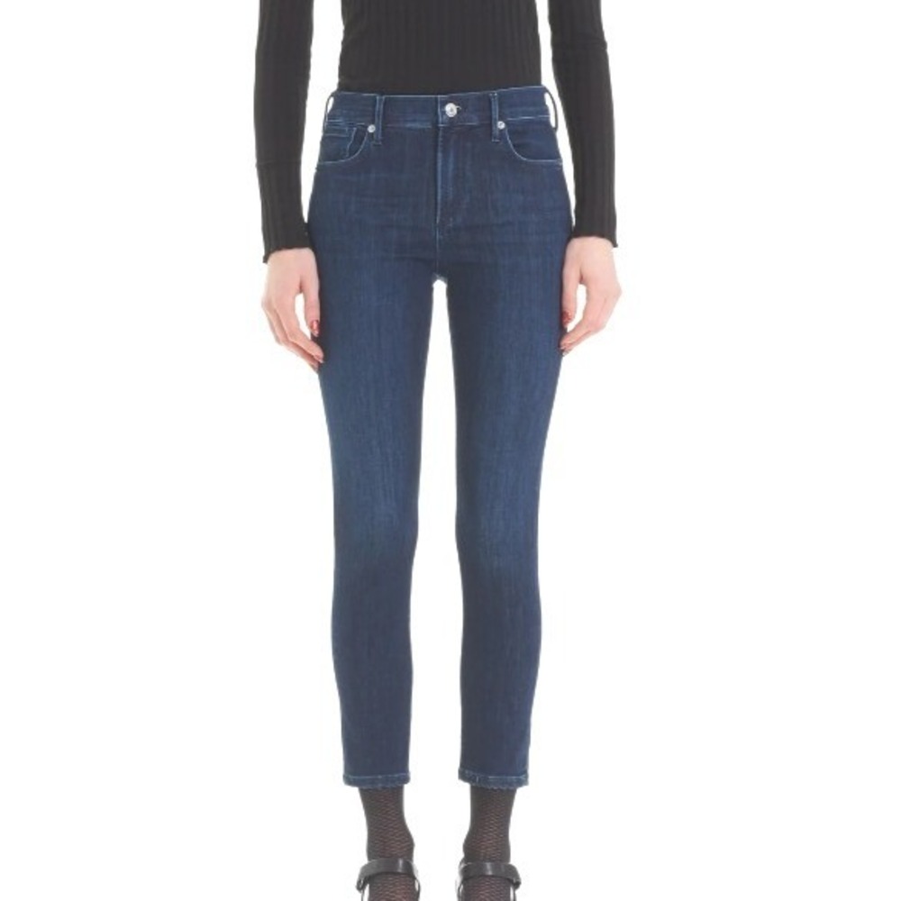 AGOLDE Sophie Hi Rise Skinny Crop Size 31 Capri Model off Duty Dark Wash